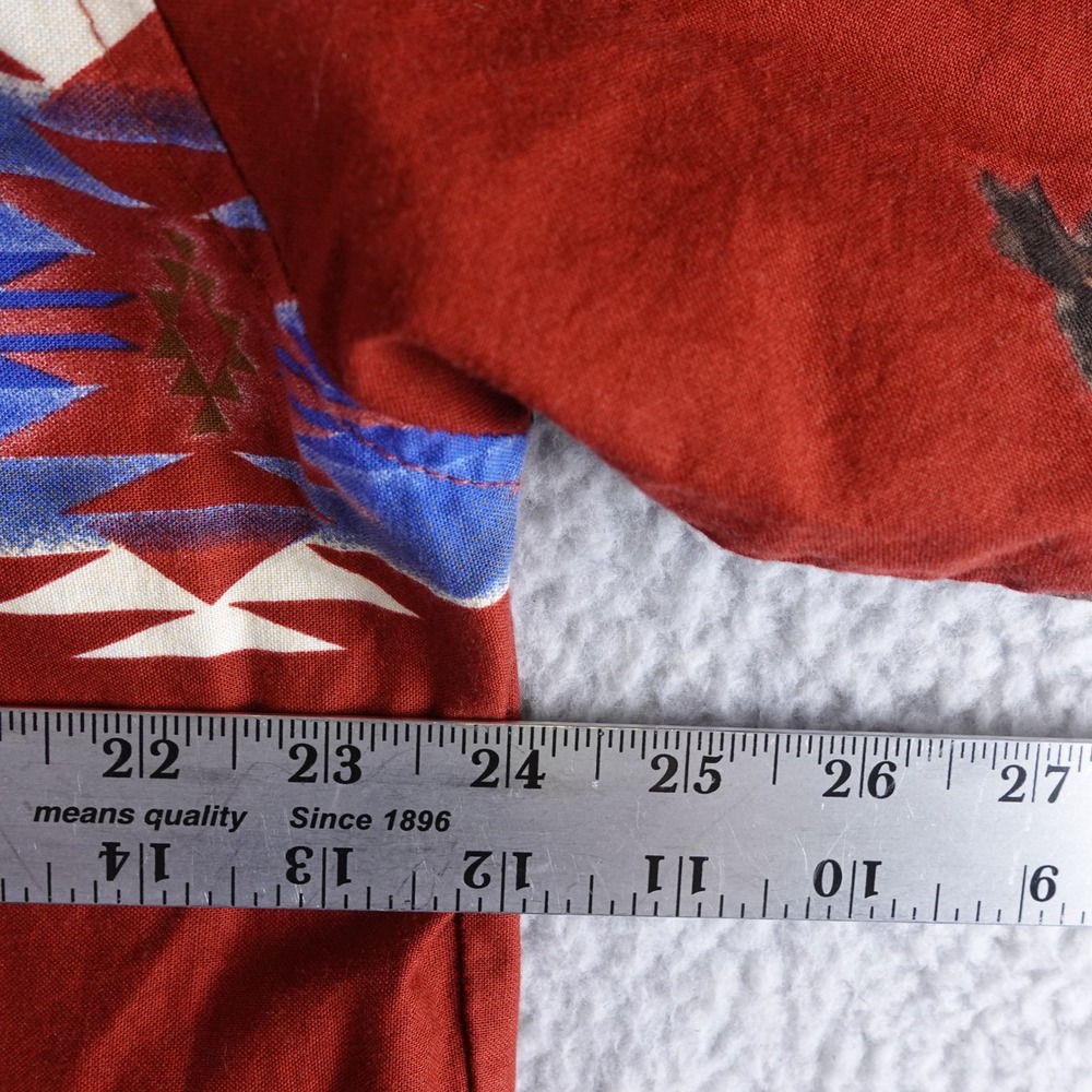 Wrangler Western Shirt Men XL Red Bull Rider Southwestern Pearl Snap Long Sleeve - Picture 6 of 8